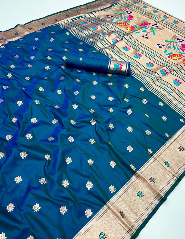 Soft Paithani Silk Saree with elegant Zari