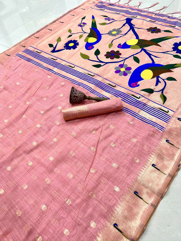 Paithani Muniya Border Pure Silk Sarees