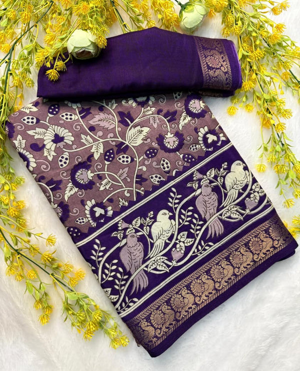 Super Mul Mul Cotton Bandhej Saree with kalamkari Pallu