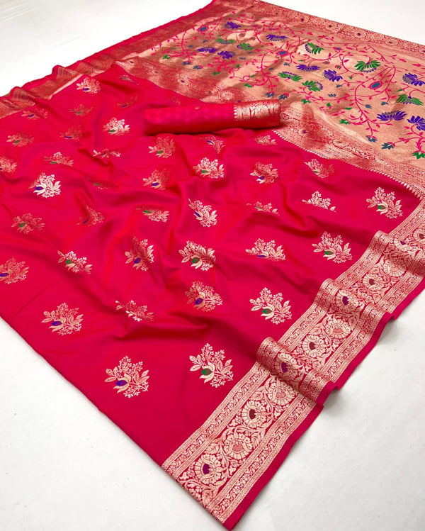Banarasi silk saree with zari weaving Meenakari
