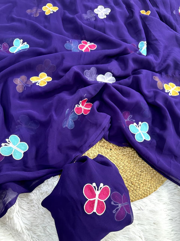GEORGETTE&nbsp; THAREDE GAMTHI BUTTERFLY
