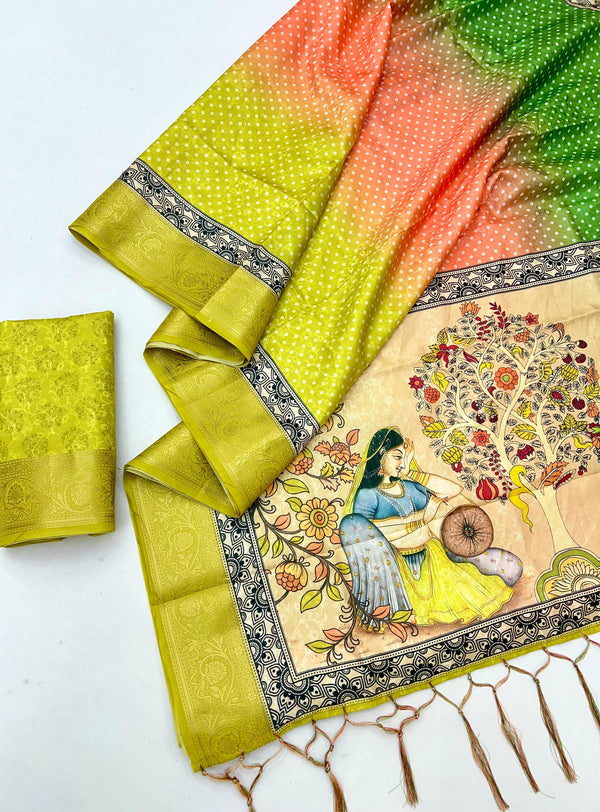 soft Reshamsilk with Jequard weaving Border