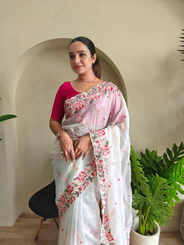 Pure crush silk saree with all over Leheriya