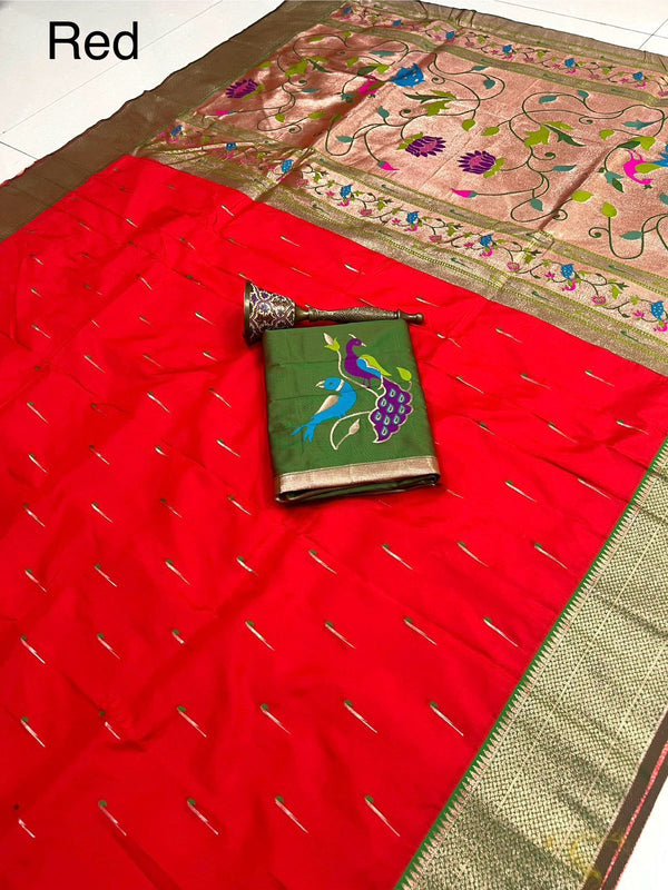 PURE SOFT GOLD ZARI KANCHIVRAM &nbsp;PAITHANI SILK