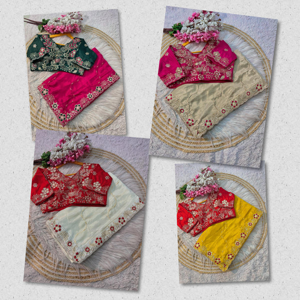 Elegant Chinon Silk Saree with Heavy Sequence Work & Designer Jalpari Blouse