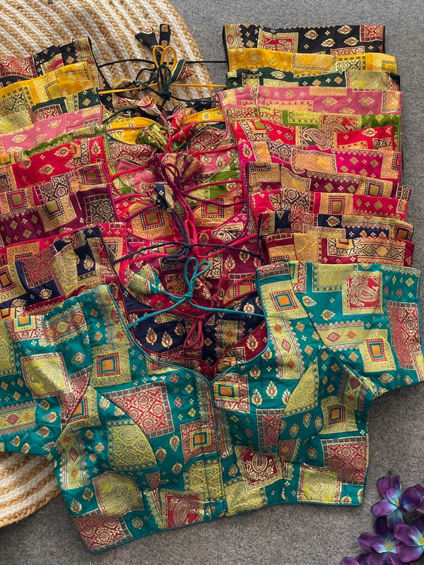 Pure Dola Silk Blouse – Multicolour Weaving Elegance in Every Thread