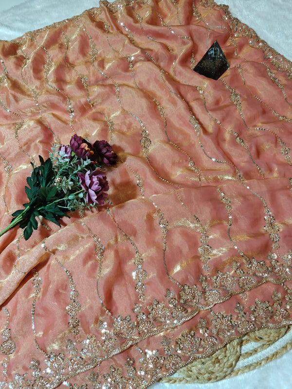 Soft Shiny Fandy Space Silk Velvet Saree