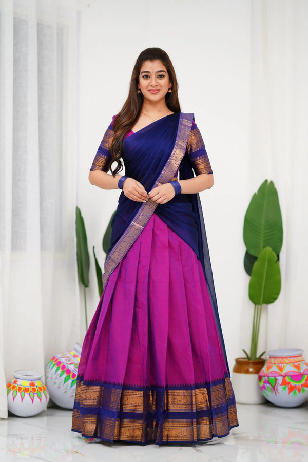 Kanjivaram Silk Lehenga With  Blouse, Dupatta, Drawstring