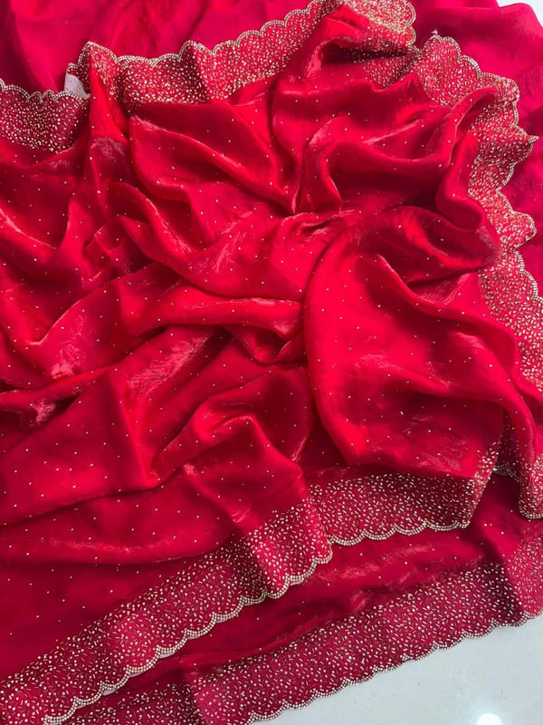 Premium Space Silk Saree with Jarkhan Work