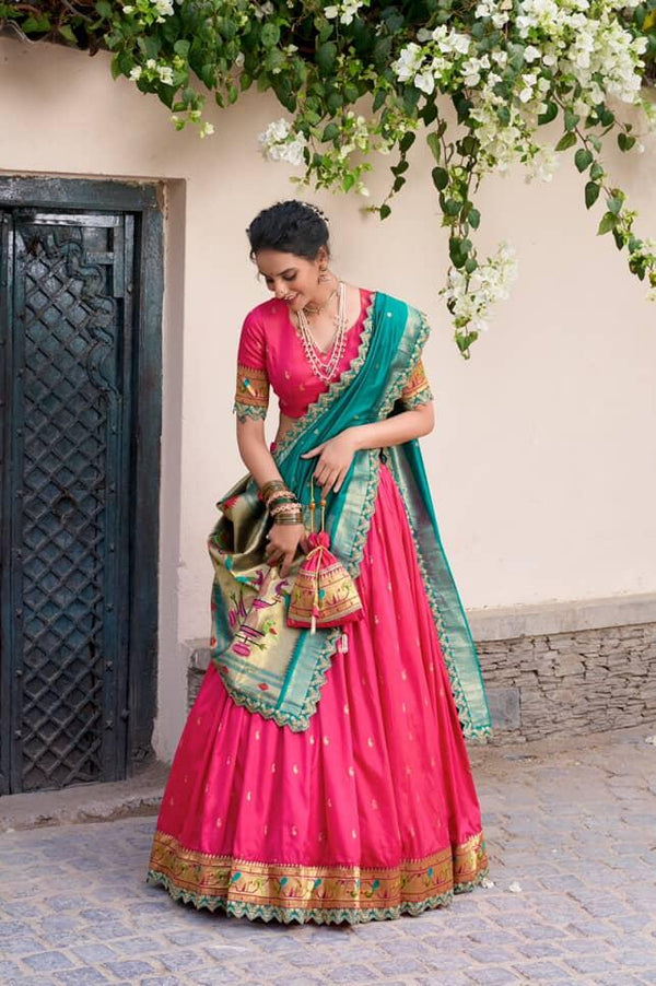 Vichitra Silk Kalmkari print Lehengas