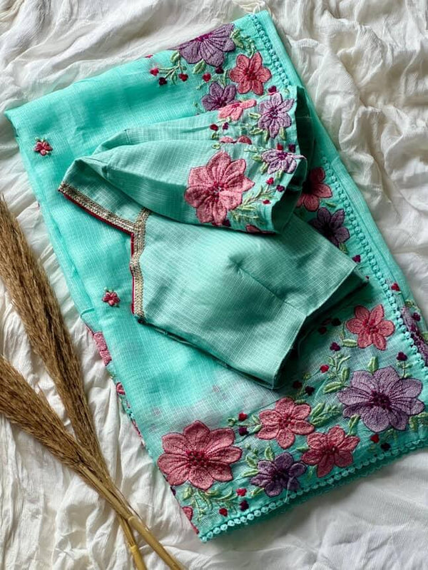 Kota silk Desginer Luxe saree with stitched blouse